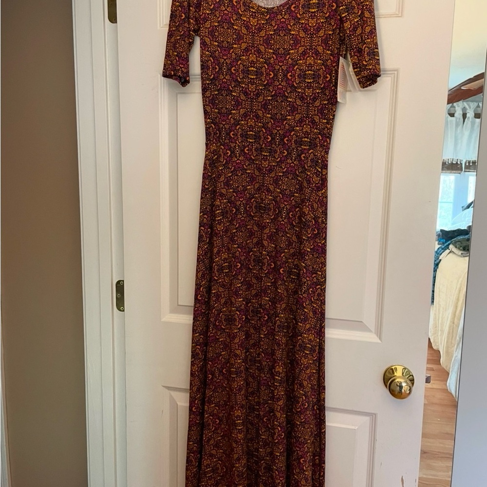 LuLaRoe Pink A-line Maxi Dress 3/4 Sleeve
